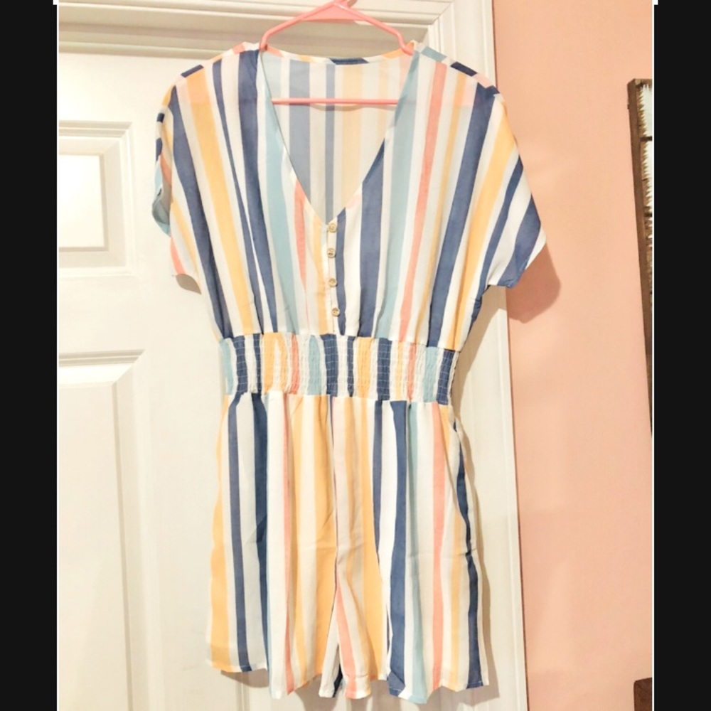Multicolored stripe romper